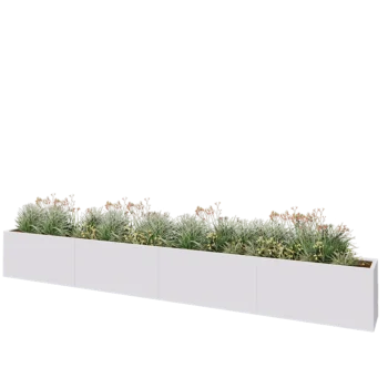 Jardinière XXL en acier - Rectangle - 480 x 40 x 60 cm - RAL9010 mat (blanc) - Sanc plaque de fond