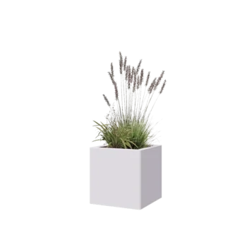 Jardinière en acier - Carré - 40 x 40 x 40 cm - RAL9010 mat (blanc) - Avec plaque de fond