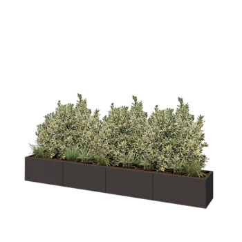 Jardinière XXL en acier - Rectangle - 320 x 40 x 40 cm - RAL7016 mat (gris anthracite) - Sanc plaque de fond