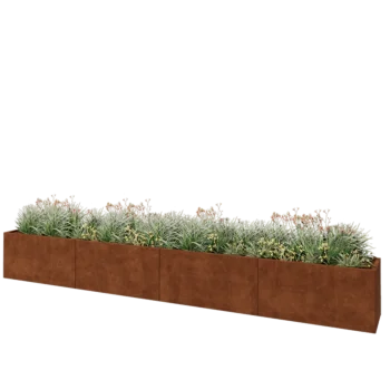 Jardinière XXL en acier Corten - Rectangle - 480 x 50 x 60 cm - Sanc plaque de fond