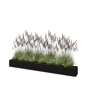Jardinière XXL en acier - Rectangle - 320 x 30 x 30 cm - RAL9005 mat (noir) - Sanc plaque de fond