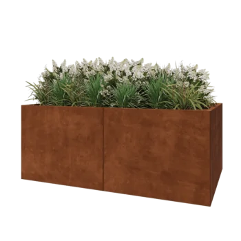 Jardinière XXL en acier Corten - Rectangle - 200 x 120 x 80 cm - Sanc plaque de fond