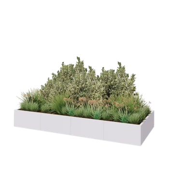 Jardinière XXL en acier - Rectangle - 320 x 120 x 40 cm - RAL9010 mat (blanc) - Sanc plaque de fond