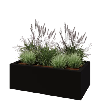 Jardinière en polyester - Rectangle - 120 x 60 x 40 cm - RAL9005 mat (noir) - Avec fond