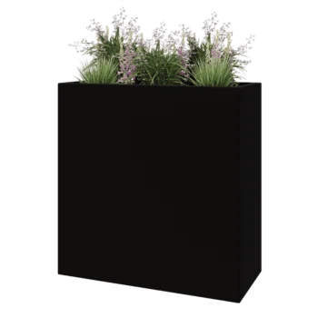 Jardinière en polyester - Rectangle - 100 x 40 x 100 cm - RAL9005 mat (noir) - Avec fond