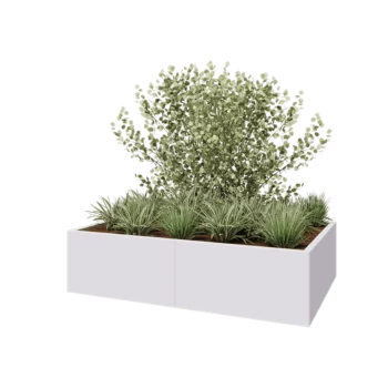 Jardinière XXL en acier - Rectangle - 160 x 100 x 40 cm - RAL9010 mat (blanc) - Avec plaque de fond