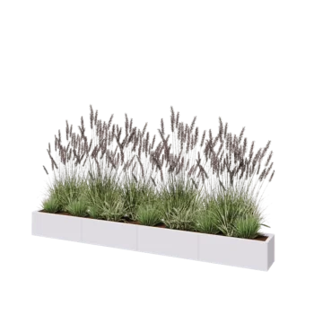 Jardinière XXL en acier - Rectangle - 320 x 30 x 30 cm - RAL9010 mat (blanc) - Avec plaque de fond