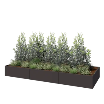 Jardinière XXL en acier - Rectangle - 360 x 120 x 40 cm - RAL7016 mat (gris anthracite) - Sanc plaque de fond