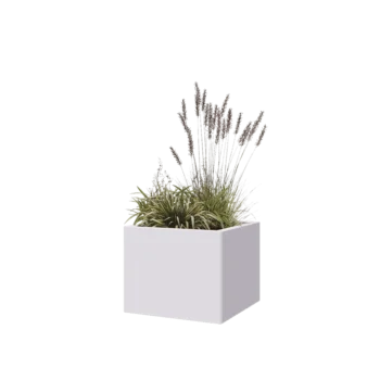Jardinière en acier - Carré - 50 x 50 x 40 cm - RAL9010 mat (blanc) - Avec plaque de fond