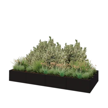 Jardinière XXL en acier - Rectangle - 320 x 120 x 40 cm - RAL9005 mat (noir) - Sanc plaque de fond