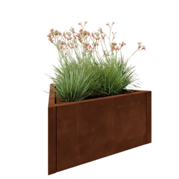 Jardinière en acier Corten - Triangle équilatéral - 90,6 x 78,3 x 40 cm - Sanc plaque de fond