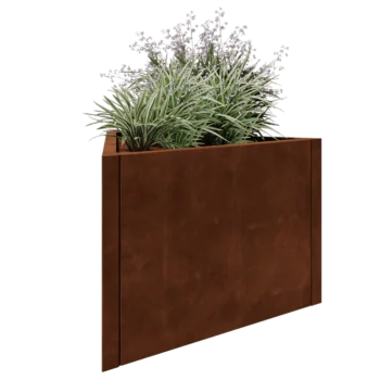 Jardinière en acier Corten - Triangle équilatéral - 90,6 x 78,3 x 60 cm - Sanc plaque de fond