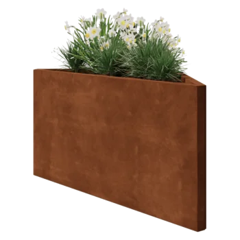 Jardinière en acier Corten - Triangle isocèle - 112,2 x 60,5 x 60 cm - Sanc plaque de fond