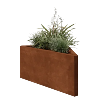 Jardinière en acier Corten - Triangle isocèle - 83,9 x 46,4 x 40 cm - Sanc plaque de fond
