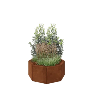 Jardinière en acier Corten - Octogone - 72,4 x 72,4 x 30 cm - Sanc plaque de fond
