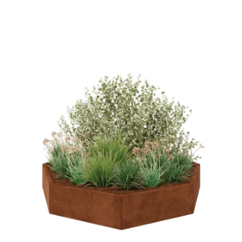 Jardinière en acier Corten - Octogone - 193,1 x 193,1 x 30 cm - Sanc plaque de fond