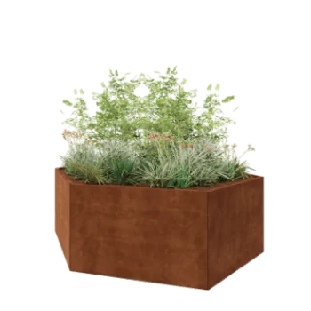 Jardinière en acier Corten - Hexagone - 239,3 x 207,8 x 80 cm - Sanc plaque de fond