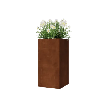 Jardinière en acier Corten - Carré - 40 x 40 x 80 cm - Avec plaque de fond