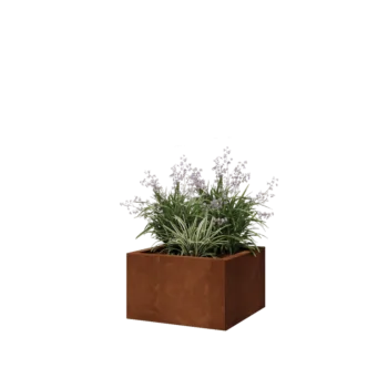 Jardinière en acier Corten - Carré - 50 x 50 x 30 cm - Sanc plaque de fond