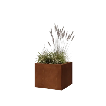 Jardinière en acier Corten - Carré - 50 x 50 x 40 cm - Avec plaque de fond