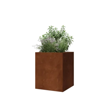 Jardinière en acier Corten - Carré - 50 x 50 x 60 cm - Avec plaque de fond