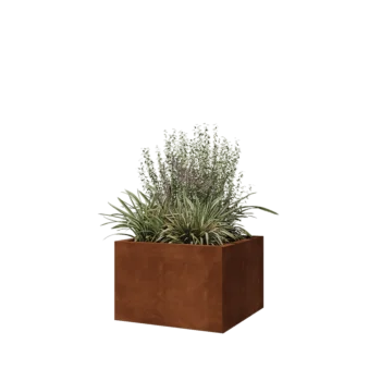 Jardinière en acier Corten - Carré - 60 x 60 x 40 cm - Avec plaque de fond