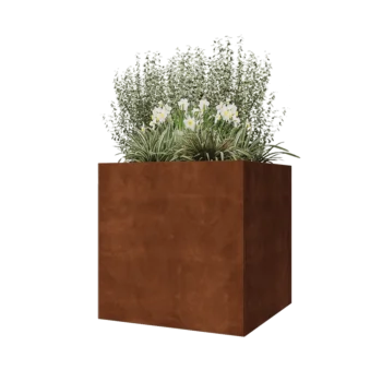Jardinière en acier Corten - Carré - 80 x 80 x 80 cm - Avec plaque de fond