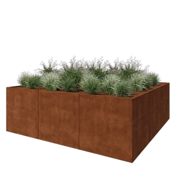 Jardinière XXL en acier Corten - Carré - 300 x 300 x 100 cm - Sanc plaque de fond