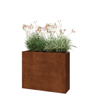 Jardinière en acier Corten - Rectangle - 100 x 30 x 80 cm - Avec plaque de fond
