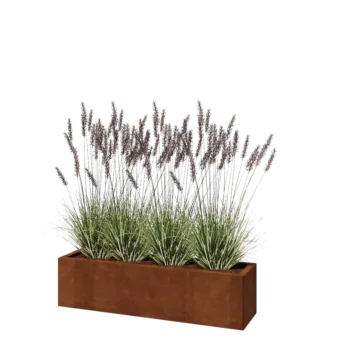 Jardinière en acier Corten - Rectangle - 120 x 30 x 30 cm - Avec plaque de fond