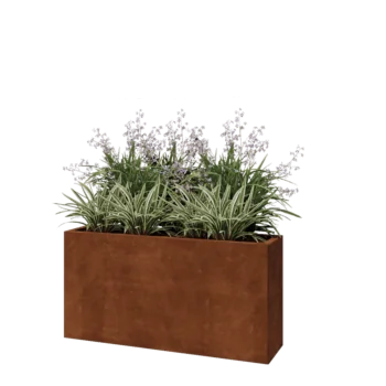 Jardinière en acier Corten - Rectangle - 120 x 30 x 60 cm - Avec plaque de fond