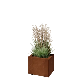 Jardinière en acier Corten - Rectangle - 40 x 30 x 30 cm - Avec plaque de fond - Avec pieds