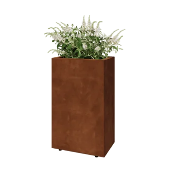 Jardinière en acier Corten - Rectangle - 50 x 30 x 80 cm - Avec plaque de fond - Avec pieds
