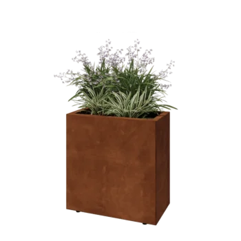 Jardinière en acier Corten - Rectangle - 60 x 30 x 60 cm - Avec plaque de fond - Avec pieds