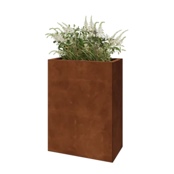 Jardinière en acier Corten - Rectangle - 60 x 30 x 80 cm - Avec plaque de fond