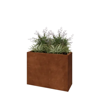 Jardinière en acier Corten - Rectangle - 80 x 30 x 60 cm - Avec plaque de fond
