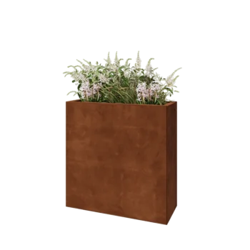 Jardinière en acier Corten - Rectangle - 80 x 30 x 80 cm - Avec plaque de fond