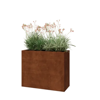 Jardinière en acier Corten - Rectangle - 100 x 40 x 80 cm - Avec plaque de fond