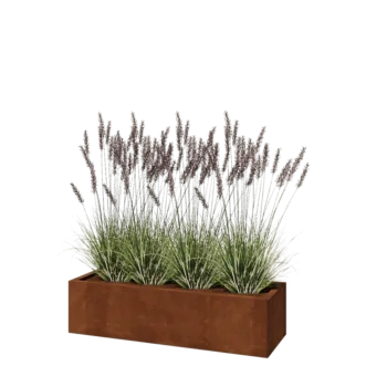 Jardinière en acier Corten - Rectangle - 120 x 40 x 30 cm - Sanc plaque de fond