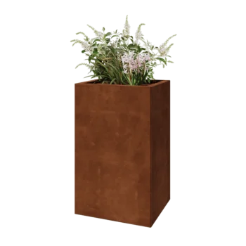 Jardinière en acier Corten - Rectangle - 50 x 40 x 80 cm - Avec plaque de fond