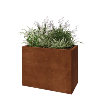 Jardinière en acier Corten - Rectangle - 80 x 40 x 60 cm - Avec plaque de fond
