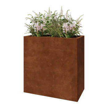 Jardinière en acier Corten - Rectangle - 80 x 40 x 80 cm - Avec plaque de fond
