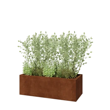 Jardinière en acier Corten - Rectangle - 120 x 50 x 40 cm - Sanc plaque de fond