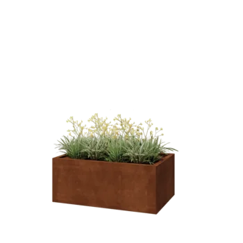 Jardinière en acier Corten - Rectangle - 100 x 60 x 40 cm - Avec plaque de fond