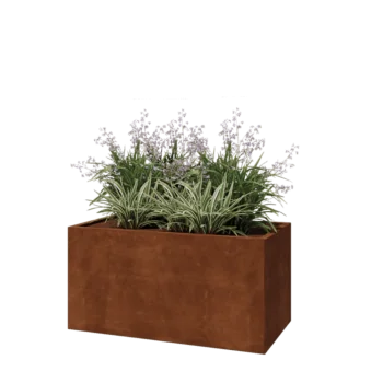 Jardinière en acier Corten - Rectangle - 120 x 60 x 60 cm - Avec plaque de fond