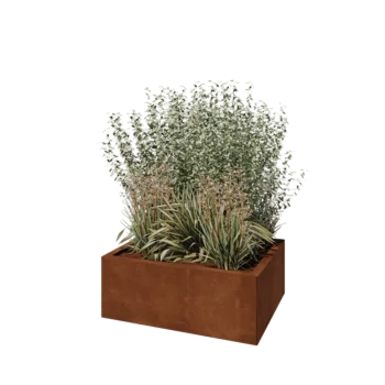 Jardinière en acier Corten - Rectangle - 80 x 60 x 30 cm - Avec plaque de fond