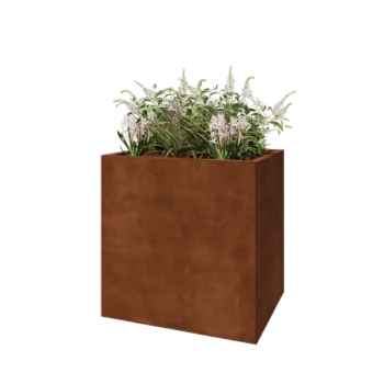 Jardinière en acier Corten - Rectangle - 80 x 60 x 80 cm - Avec plaque de fond