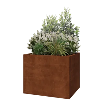 Jardinière en acier Corten - Rectangle - 100 x 80 x 80 cm - Avec plaque de fond