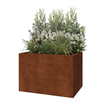 Jardinière en acier Corten - Rectangle - 120 x 80 x 80 cm - Avec plaque de fond
