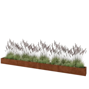 Jardinière XXL en acier Corten - Rectangle - 480 x 30 x 30 cm - Sanc plaque de fond